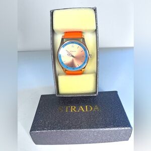 Strada Genoa Watch w/ Orange and Blue Watch
